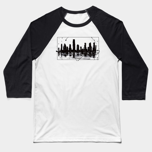 Houston Skyline Baseball T-Shirt by kenrsalinas